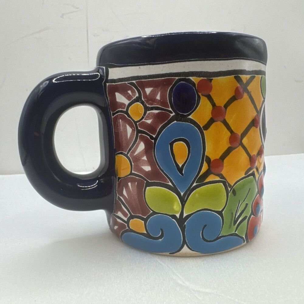 Talavera Pottery Mug Mexico Mexican Ceramic, Tableware, Tea Coffee 16oz - Picture 4 of 9